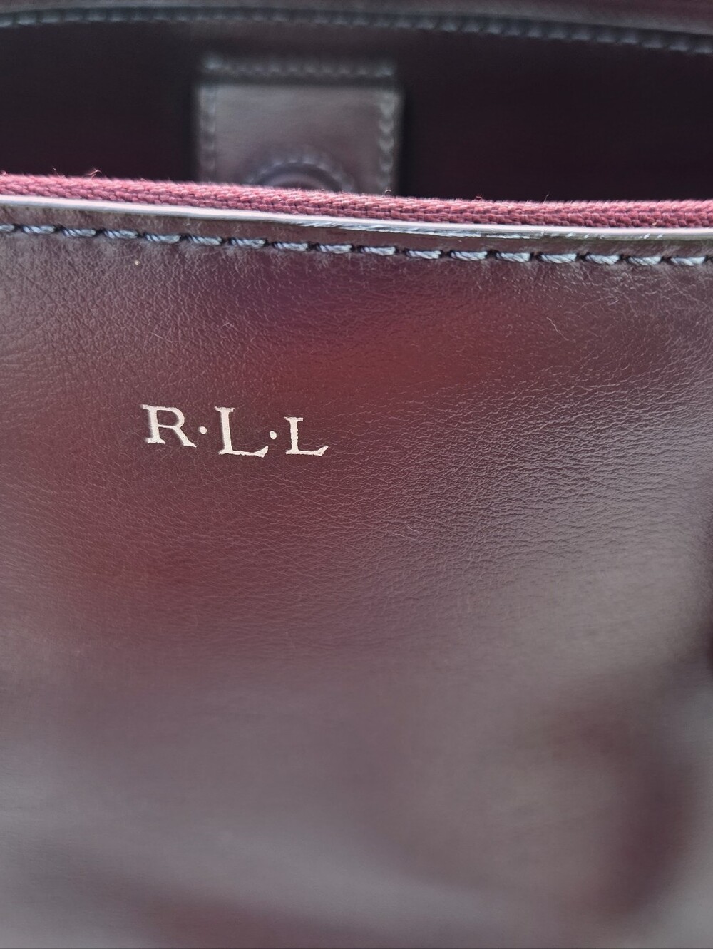 Lauren Ralph Lauren Burgundy Double Zip Leather Satchel with Gold Hardware - Picture 2 of 15